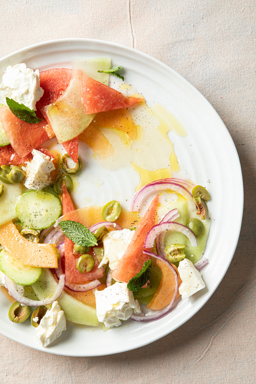 Greek Melon Salad with Honey Dressing
