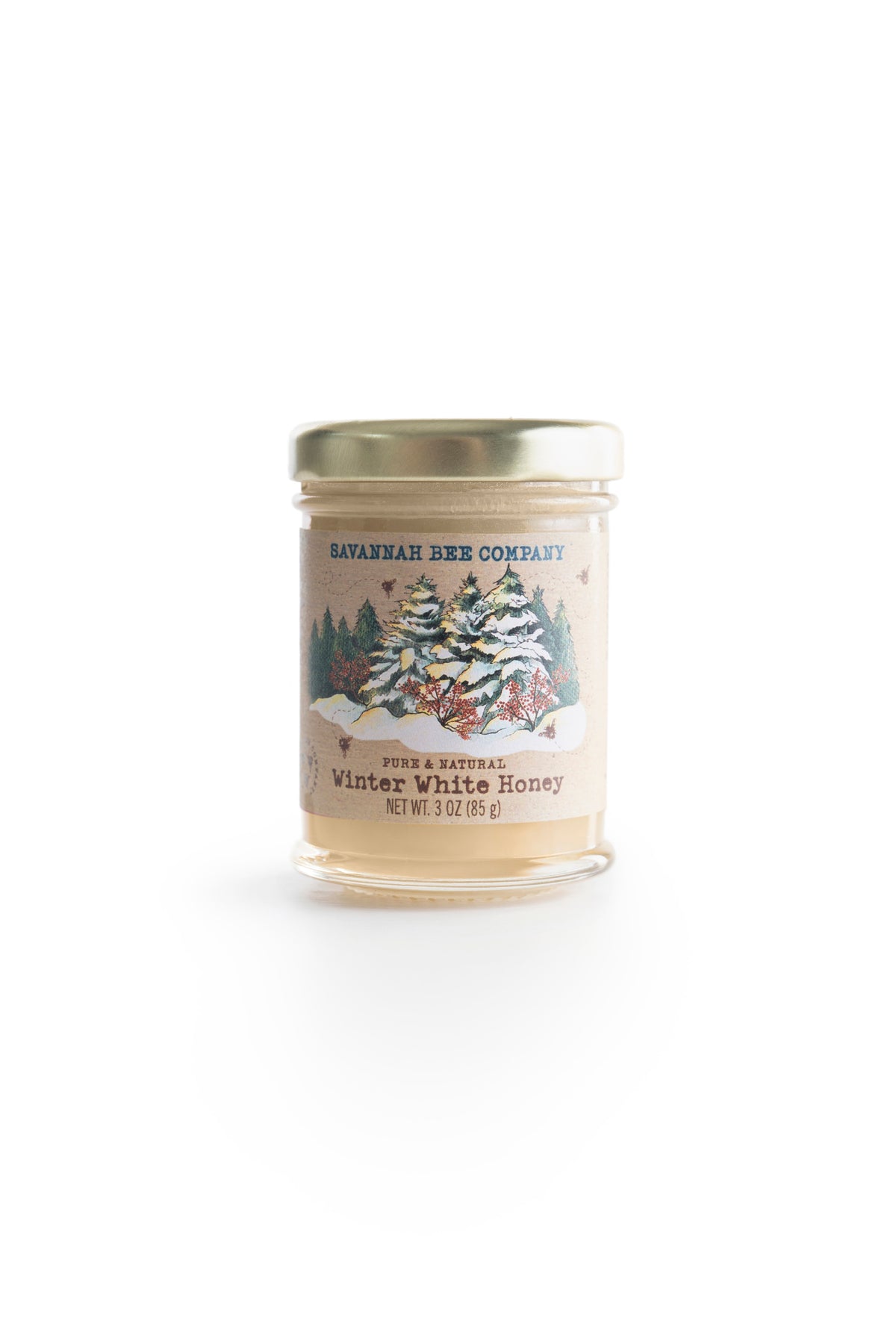 3 ounce winter white honey on a white background